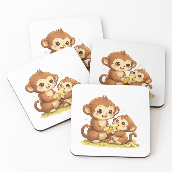 Item preview, Kawaii Little Monkeys and Shared Banana designed and sold by KM Design.