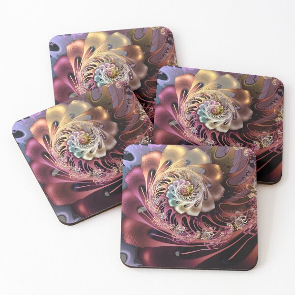 Item preview, Intricate Flame Fractal Spiral Blossom in Burgundy and Gold designed and sold by pinkal.