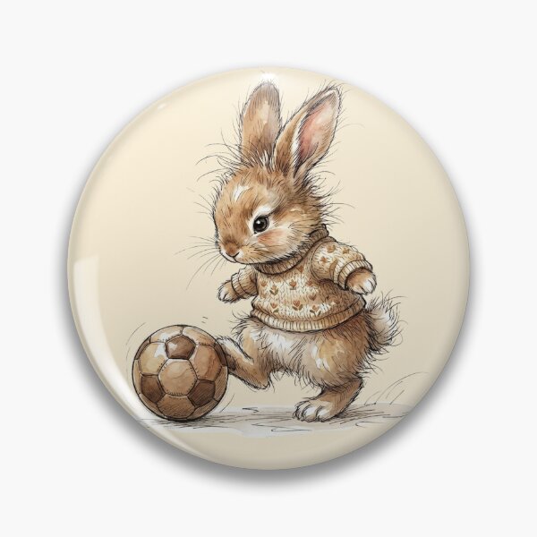 Item preview, Cute Watercolor Bunny Rabbit Kicking Soccer Ball Art designed and sold by BreezifyDesignStudio.