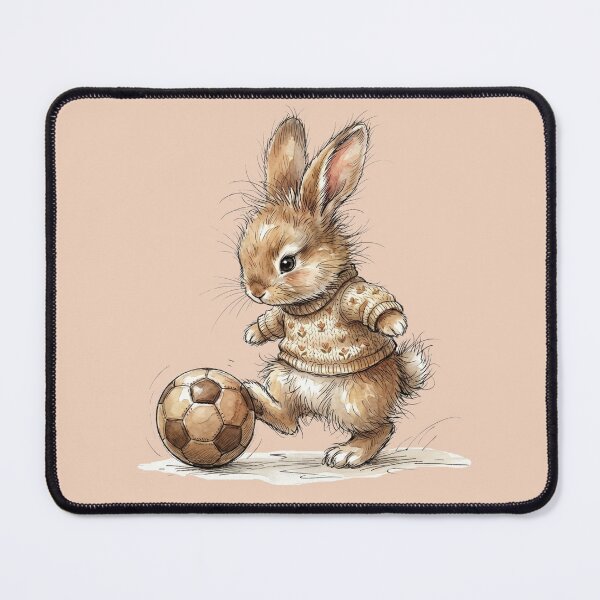 Item preview, Cute Watercolor Bunny Rabbit Kicking Soccer Ball Art designed and sold by BreezifyDesignStudio.