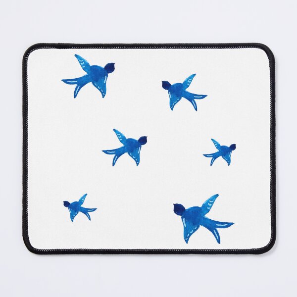 Item preview, Watercolor of blue swallows in flight designed and sold by ElizabethCoelho.