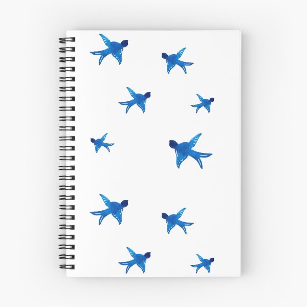 Item preview, Watercolor of blue swallows in flight designed and sold by ElizabethCoelho.