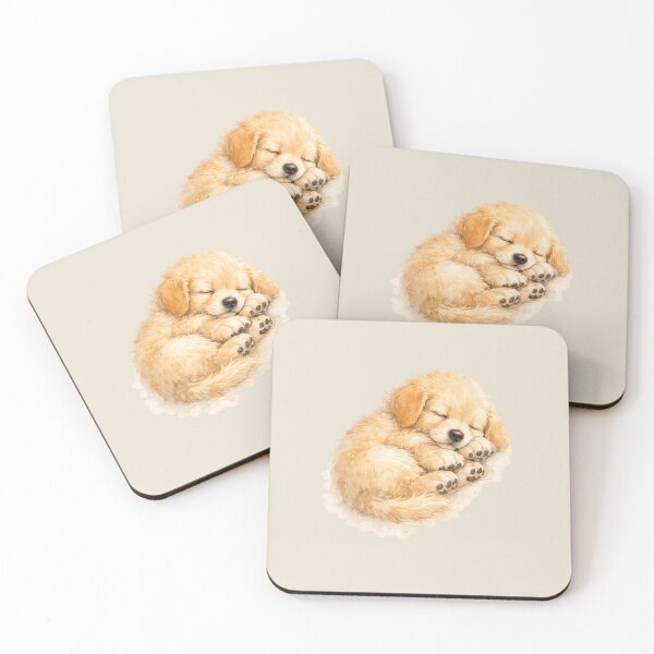 Item preview, Golden Retriever Puppy Sleeping Watercolor Art | Cute Curled Up Puppy | Cozy Dog Lover Gift designed and sold by Panom Suavichien.
