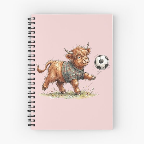 Item preview, Cute Watercolor Highland Cow Calf Playing Soccer Art designed and sold by BreezifyDesignStudio.