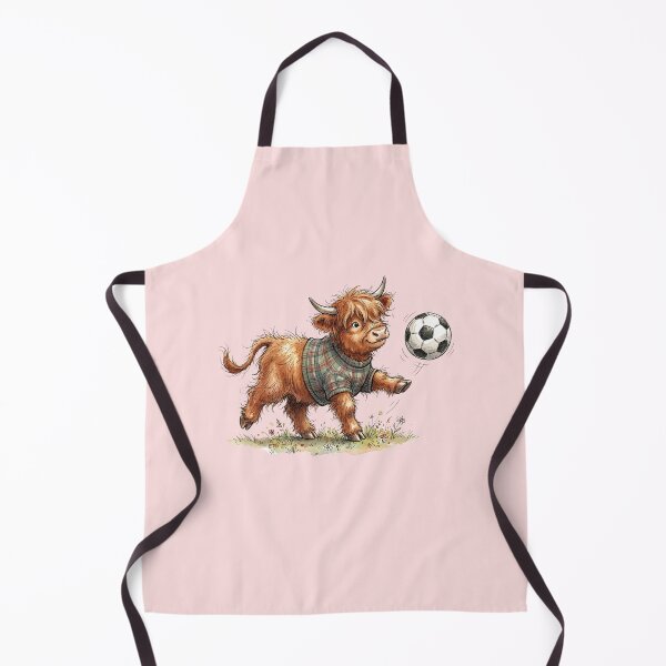 Item preview, Cute Watercolor Highland Cow Calf Playing Soccer Art designed and sold by BreezifyDesignStudio.
