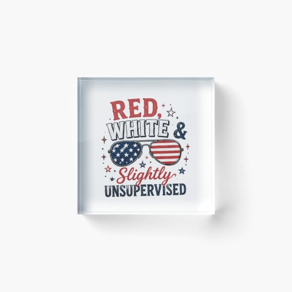 Item preview, Red white & Slightly unsupervised- patriotic design designed and sold by RahRahsCreation.