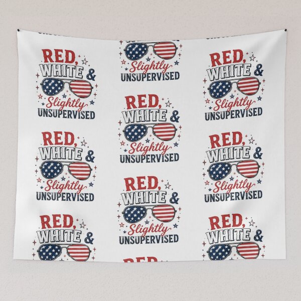 Item preview, Red white & Slightly unsupervised- patriotic design designed and sold by RahRahsCreation.