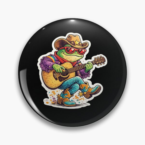 Item preview, Retro Cowboy Frog Playing Guitar Funny Vintage Western Music Sticker . designed and sold by  TrendForge.