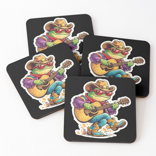 Item preview, Retro Cowboy Frog Playing Guitar Funny Vintage Western Music Sticker . designed and sold by  TrendForge.