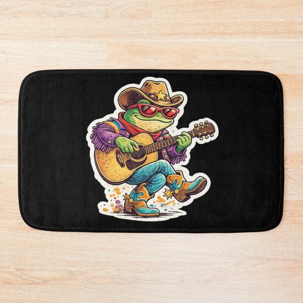 Item preview, Retro Cowboy Frog Playing Guitar Funny Vintage Western Music Sticker . designed and sold by  TrendForge.