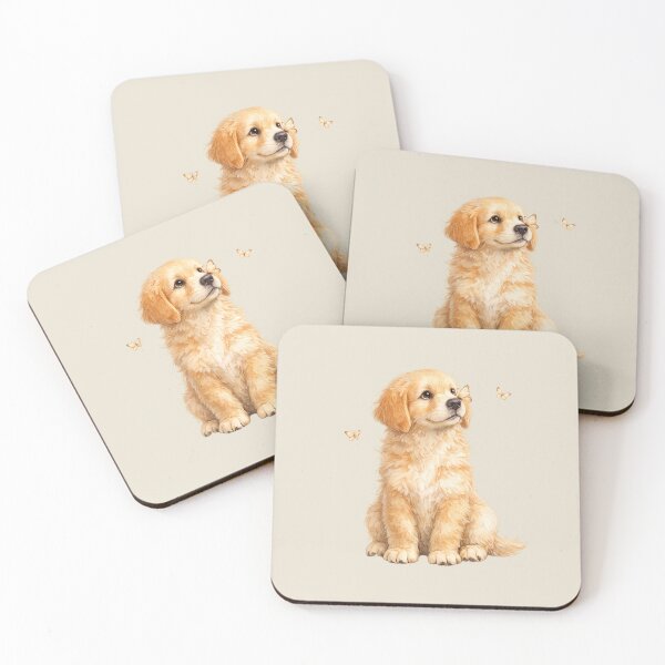 Item preview, Golden Retriever Puppy Butterfly Watercolor Art | Curious Puppy Whimsical Print | Cute Dog Gift designed and sold by Panom Suavichien.