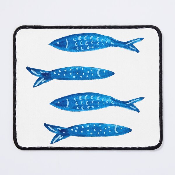 Item preview, Watercolor illustration of blue sardines designed and sold by ElizabethCoelho.