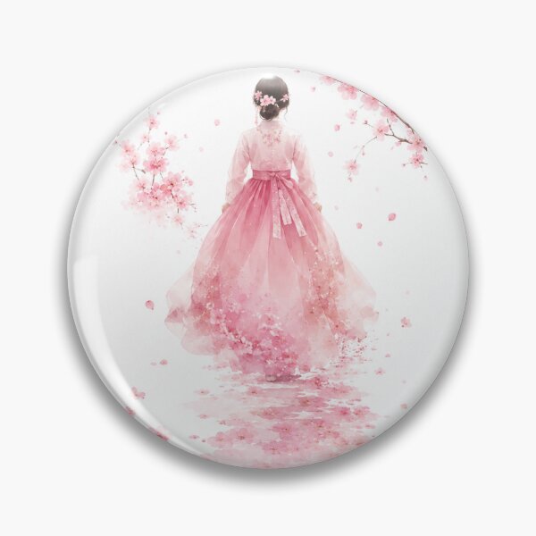 Item preview, Cherry Blossom Path Hanbok Korean Watercolor Art 꽃길 designed and sold by bloomling.