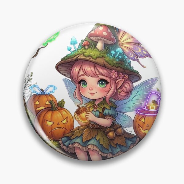 Item preview, Beautiful Gnome Fairy, Spooky Trees & Neon Jack-o'-Lanterns designed and sold by VibranPalette.