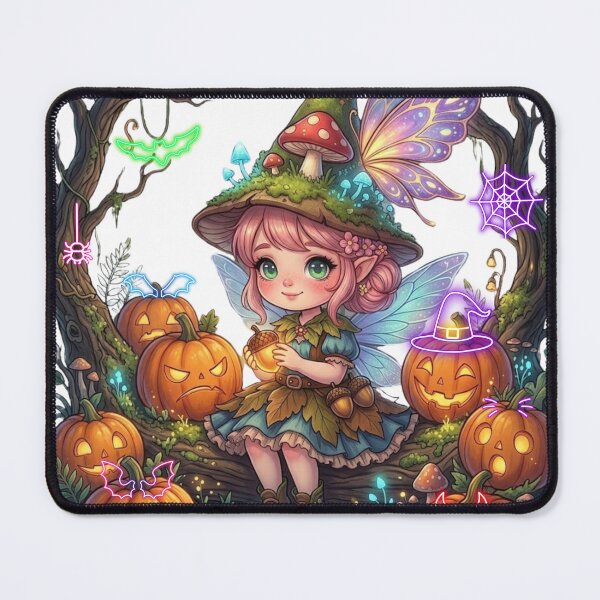 Item preview, Beautiful Gnome Fairy, Spooky Trees & Neon Jack-o'-Lanterns designed and sold by VibranPalette.