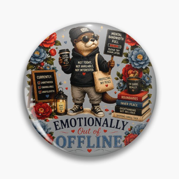 Item preview, Emotionally Out of Offline – Introvert Otter Humor Illustration designed and sold by Naturalite19.