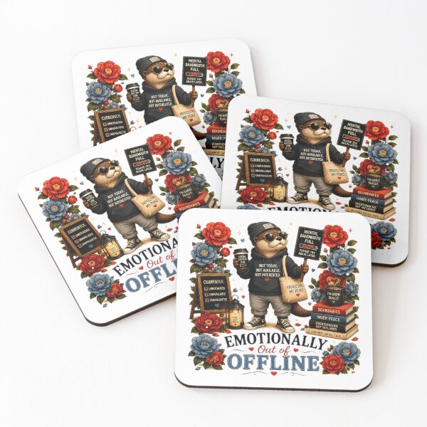 Item preview, Emotionally Out of Offline – Introvert Otter Humor Illustration designed and sold by Naturalite19.