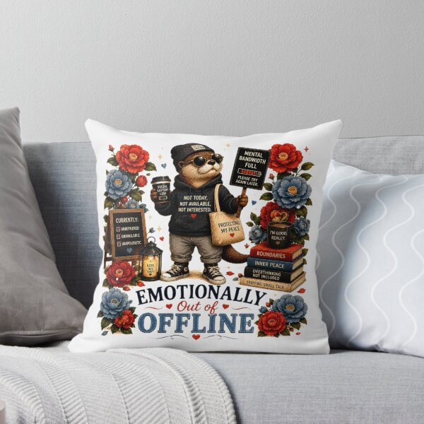 Item preview, Emotionally Out of Offline – Introvert Otter Humor Illustration designed and sold by Naturalite19.