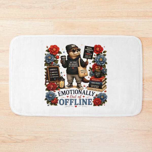 Item preview, Emotionally Out of Offline – Introvert Otter Humor Illustration designed and sold by Naturalite19.