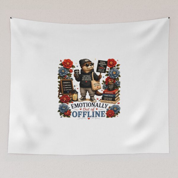 Item preview, Emotionally Out of Offline – Introvert Otter Humor Illustration designed and sold by Naturalite19.