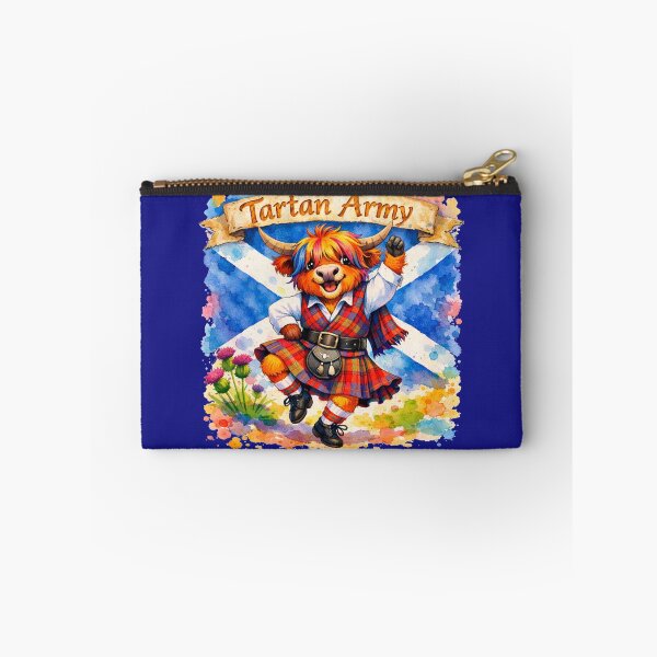 Item preview, Tartan Army Scottish Highland Cow Dancing Colorful Watercolor designed and sold by MaedK.