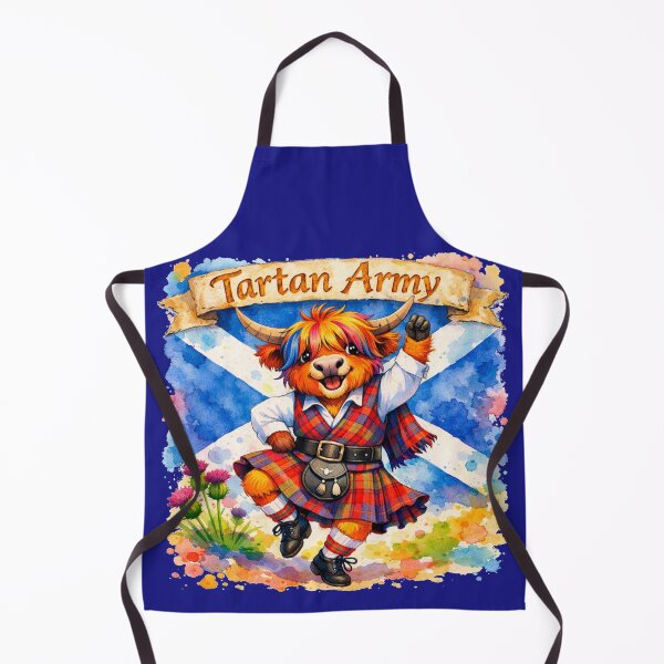 Item preview, Tartan Army Scottish Highland Cow Dancing Colorful Watercolor designed and sold by MaedK.