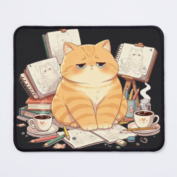 Item preview, Tired Artist Cat With Coffee designed and sold by Moody Vibes Studio.