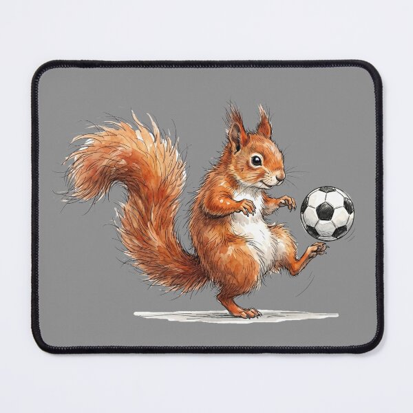 Item preview, Cute Watercolor Squirrel Juggling Soccer Ball Sport Art designed and sold by BreezifyDesignStudio.