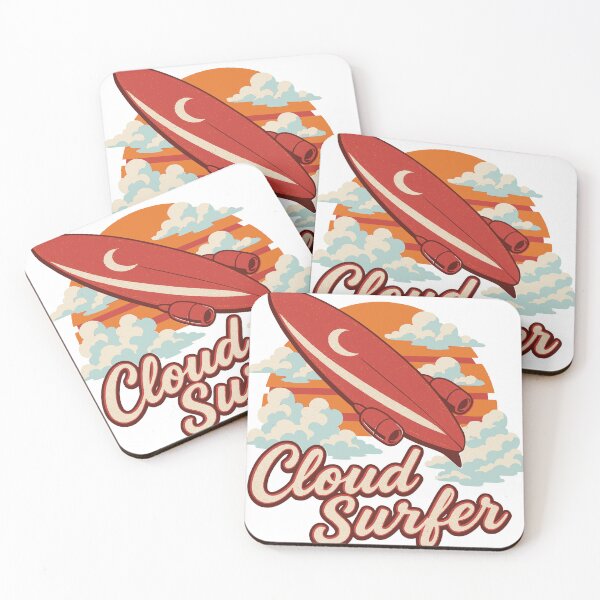 Item preview, Cloud Surfer Retro Tropical Surfboard designed and sold by MaldivesPalette.