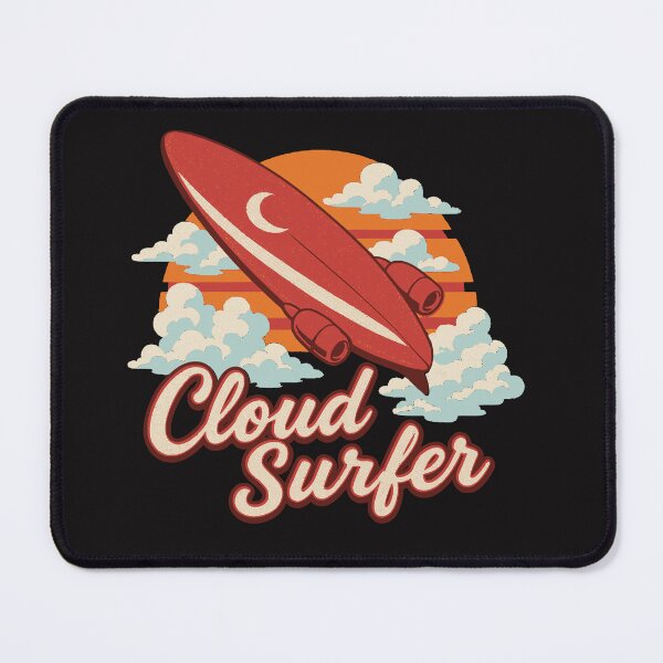 Item preview, Cloud Surfer Retro Tropical Surfboard designed and sold by MaldivesPalette.