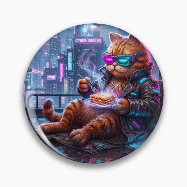 Item preview, Planet Retro Neon Cyberpunk Cosmic Cat Lasagna Designs designed and sold by ART ATTACK ZONE.