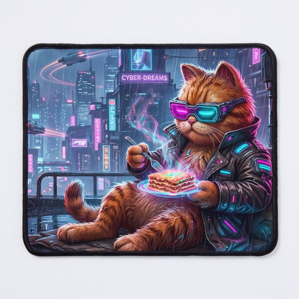 Item preview, Planet Retro Neon Cyberpunk Cosmic Cat Lasagna Designs designed and sold by ART ATTACK ZONE.