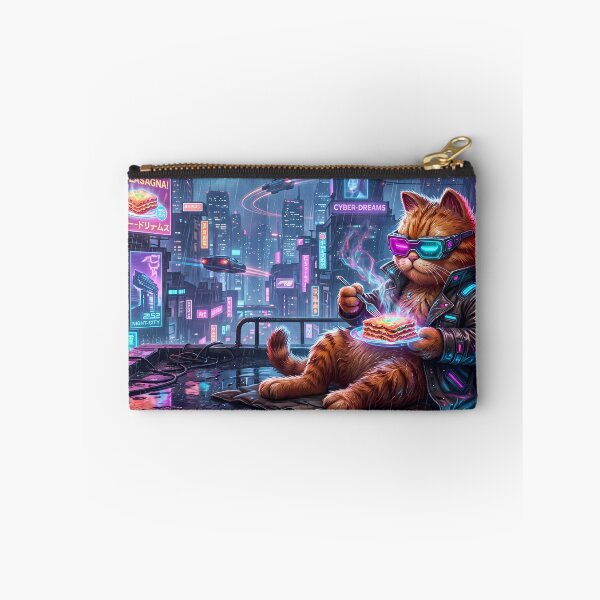 Item preview, Planet Retro Neon Cyberpunk Cosmic Cat Lasagna Designs designed and sold by ART ATTACK ZONE.