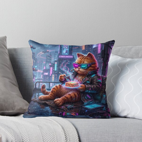 Item preview, Planet Retro Neon Cyberpunk Cosmic Cat Lasagna Designs designed and sold by ART ATTACK ZONE.