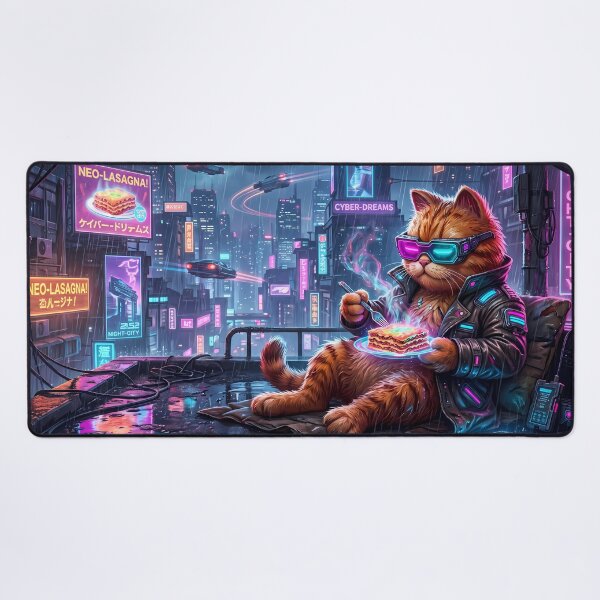 Item preview, Planet Retro Neon Cyberpunk Cosmic Cat Lasagna Designs designed and sold by ART ATTACK ZONE.