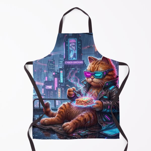 Item preview, Planet Retro Neon Cyberpunk Cosmic Cat Lasagna Designs designed and sold by ART ATTACK ZONE.