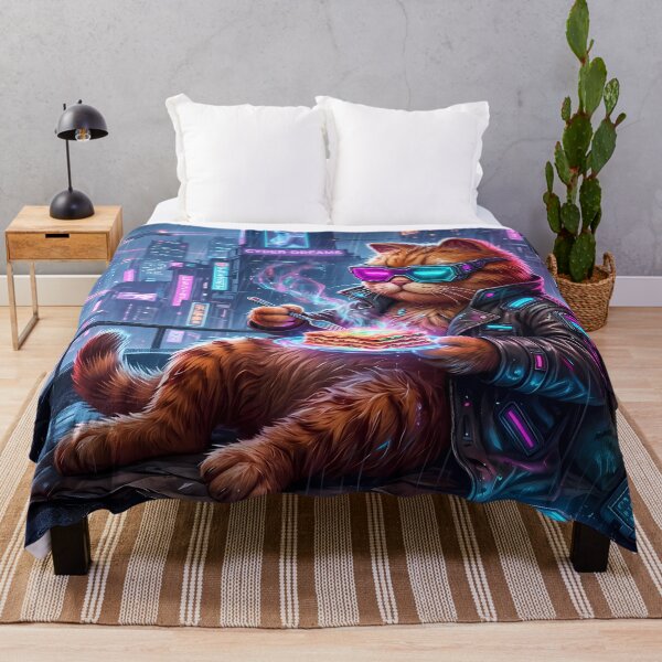 Item preview, Planet Retro Neon Cyberpunk Cosmic Cat Lasagna Designs designed and sold by ART ATTACK ZONE.