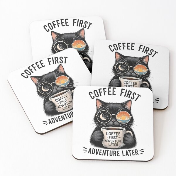 Item preview, Coffee First Adventure Later Cat Art designed and sold by Amr Siam.