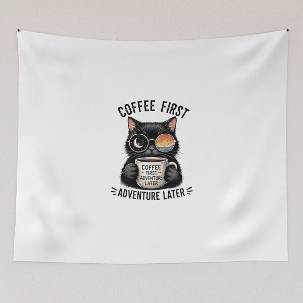 Item preview, Coffee First Adventure Later Cat Art designed and sold by Amr Siam.