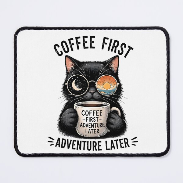 Item preview, Coffee First Adventure Later Cat Art designed and sold by Amr Siam.