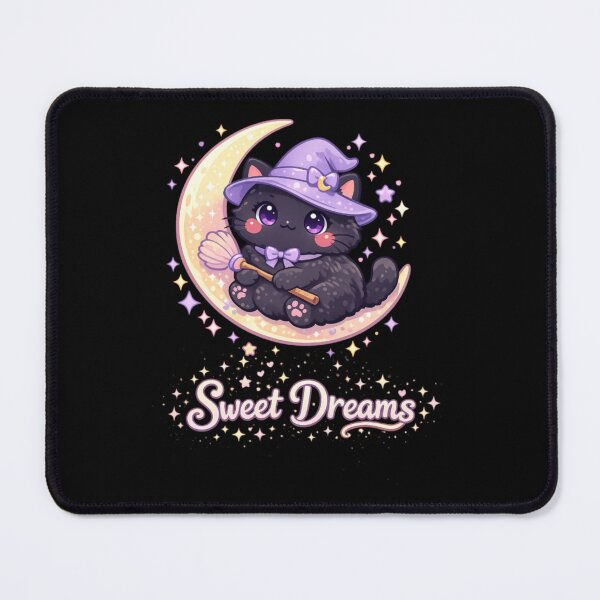 Item preview, Kawaii Black Witch Cat Sweet Dreams Crescent Moon designed and sold by Dreamy fantasy design.