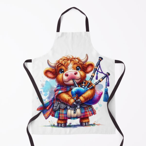Item preview, Cute Tartan Army Scottish Highland Cow Bagpiper Colorful Fun Watercolor designed and sold by MaedK.