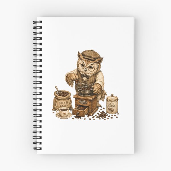Item preview, Vintage Owl Barista Coffee Grinder Dark Academia Cafe designed and sold by AQUILAKREO.