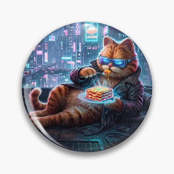 Item preview, Space Retro Neon Cyberpunk Cosmic Cat Lasagna Designs designed and sold by ART ATTACK ZONE.