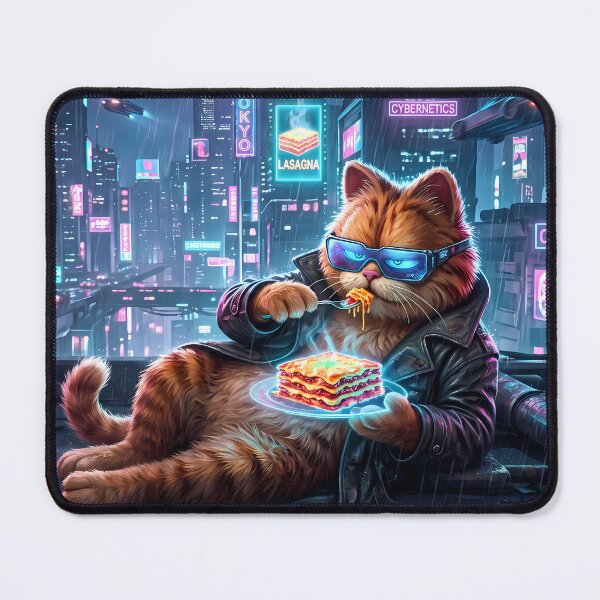 Item preview, Space Retro Neon Cyberpunk Cosmic Cat Lasagna Designs designed and sold by ART ATTACK ZONE.