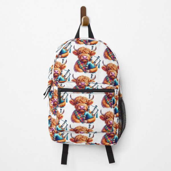 Item preview, Cute Tartan Army Scottish Highland Cow Bagpiper Colorful Fun Watercolor designed and sold by MaedK.