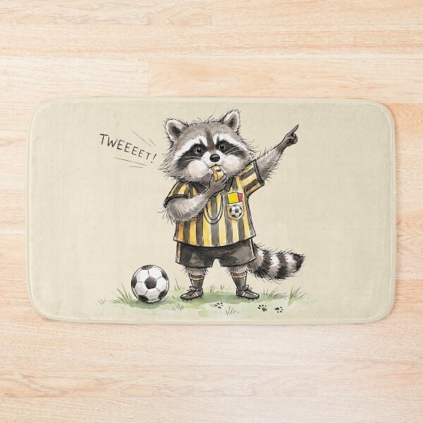 Item preview, Cute Watercolor Raccoon Soccer Referee Blowing Whistle Art designed and sold by BreezifyDesignStudio.