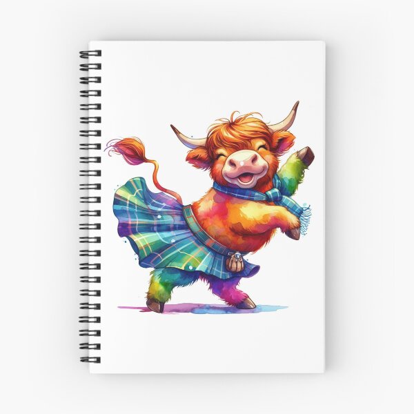 Item preview, Cute Tartan Army Scottish Highland Cow Highland Dancing Colorful Fun Watercolor designed and sold by MaedK.