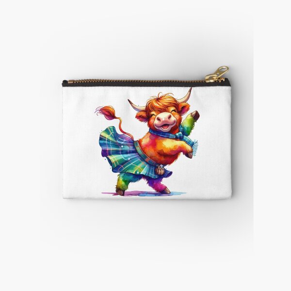 Item preview, Cute Tartan Army Scottish Highland Cow Highland Dancing Colorful Fun Watercolor designed and sold by MaedK.