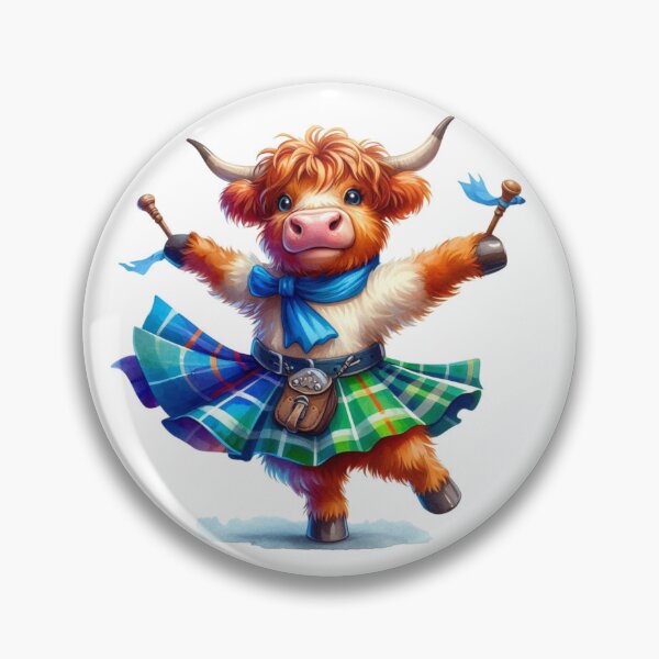 Item preview, Cute Tartan Army Scottish Highland Cow Highland Dancing Colorful Fun Watercolor designed and sold by MaedK.